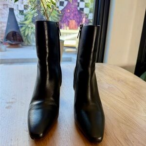 Inez Black Leather Heeled Boots - Size 7 - Handmade in Spain